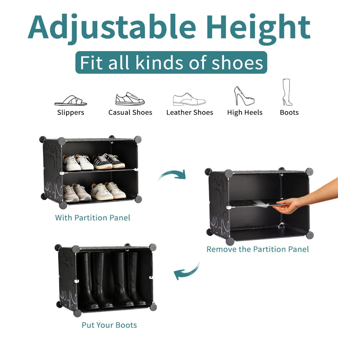 8-Tier Shoe Storage Cabinet with Doors – Stackable Organizer Rack