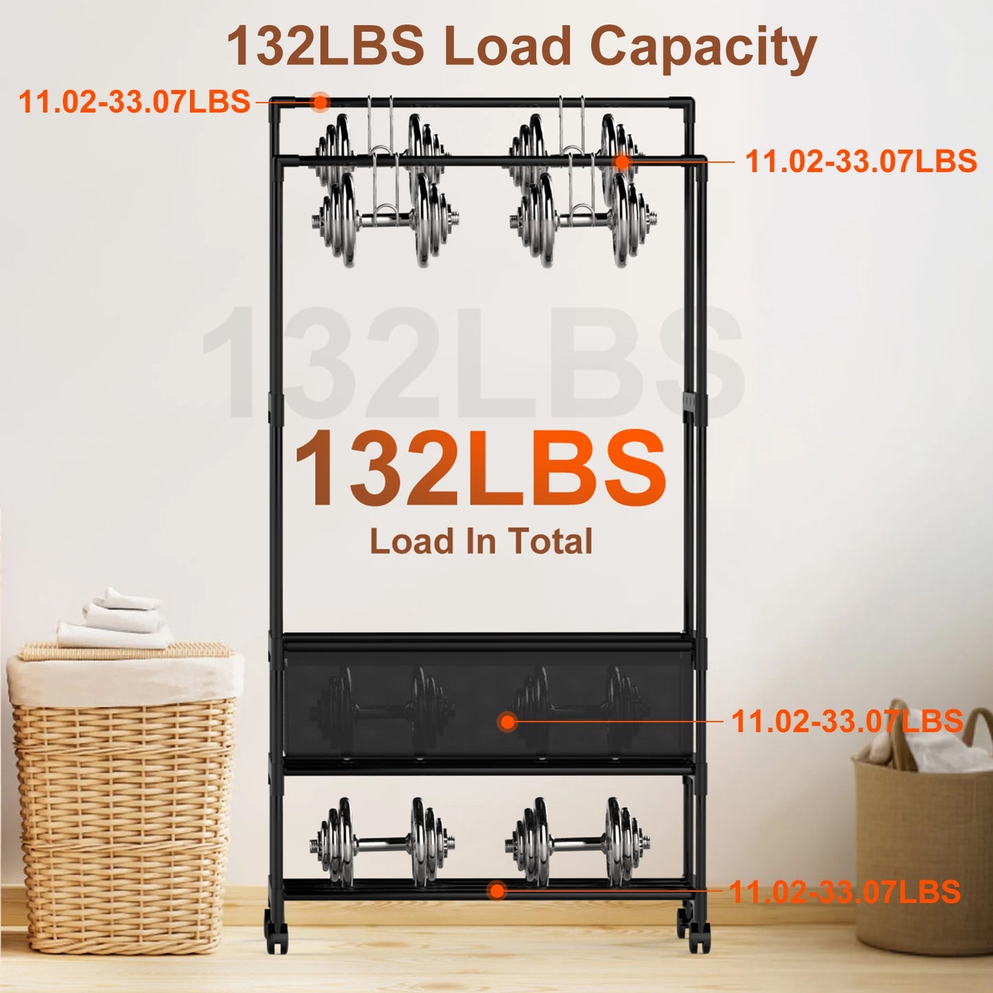 Double Rod Garment Rack with Shelves, Storage Bag & Lockable Wheels | Adjustable Portable Closet