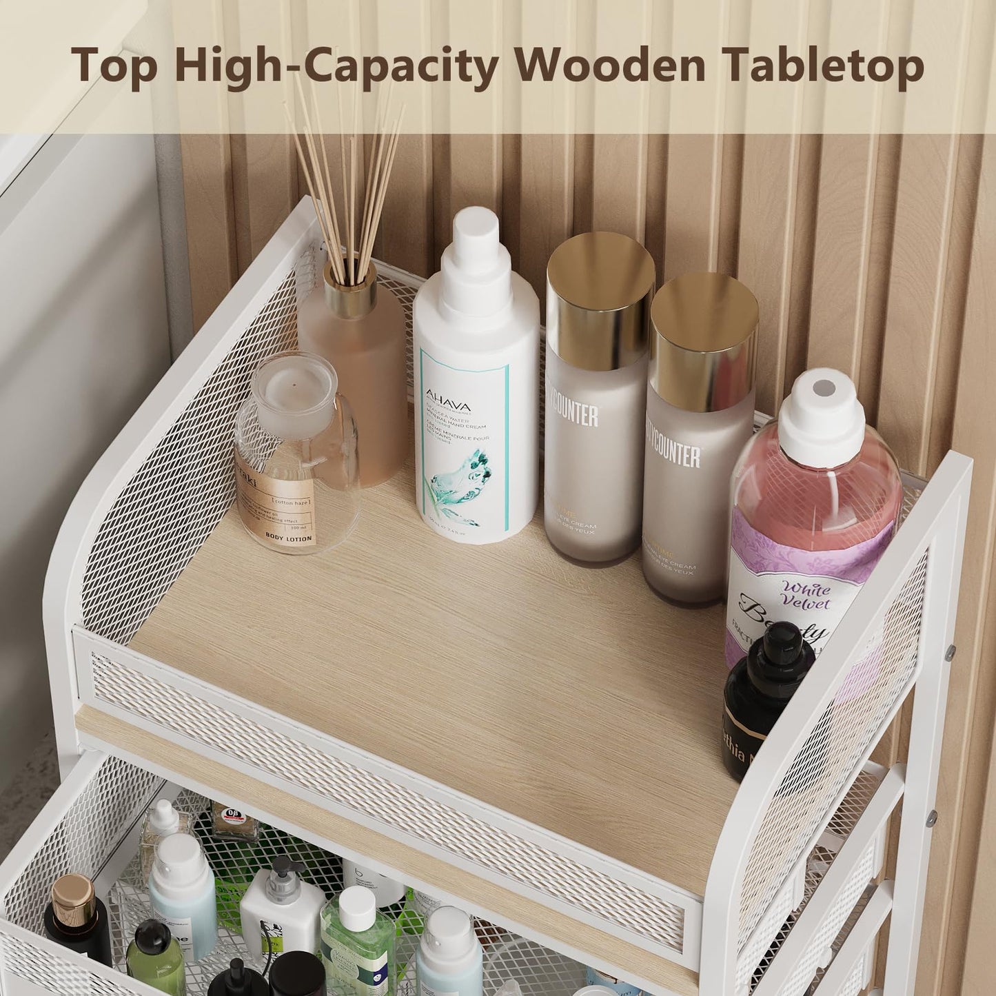 White 4-Drawer Makeup Organizer Cart with Wheels for Skincare, Perfume & Cosmetics