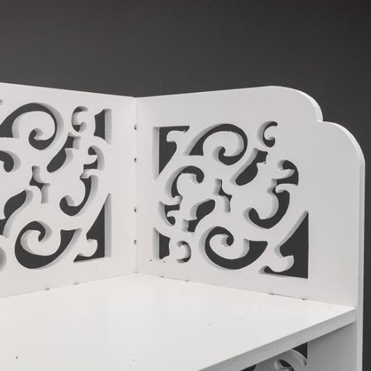 5-Tier White Carved Shoe Rack | Space-Saving Freestanding Shoe Storage Organizer