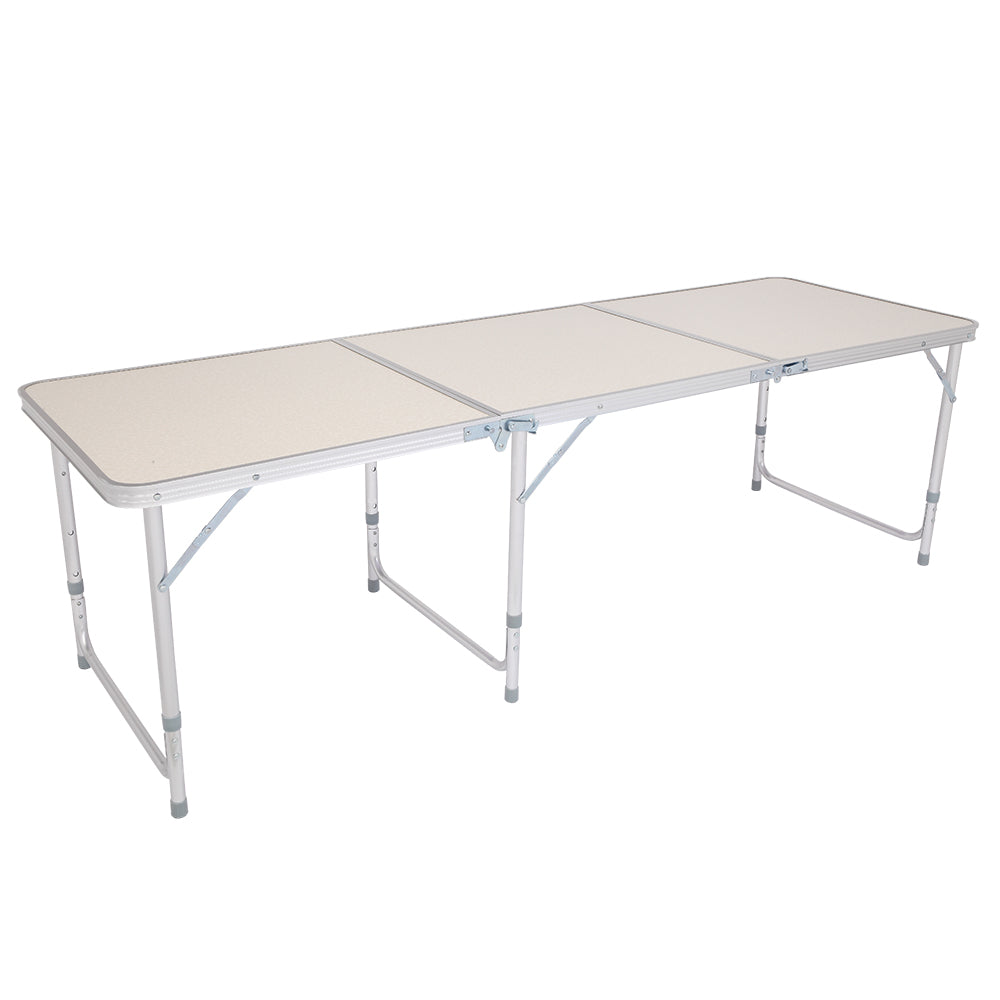 6ft Folding Table – Portable Outdoor Table with Aluminum Frame (Heavy-Duty, Silver)