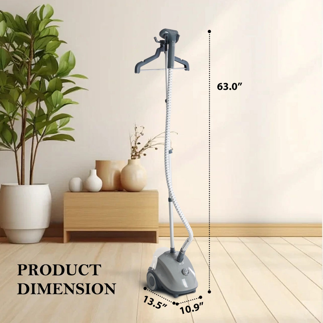 1500W Standing Garment Steamer with Wheels | 1.7L Tank & 55-Min Continuous Steam