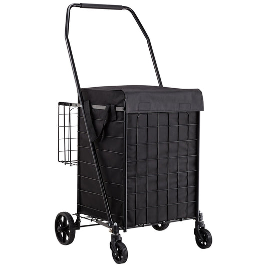 Rolling Folding Shopping Cart – Heavy Duty Grocery & Clothing Utility Cart