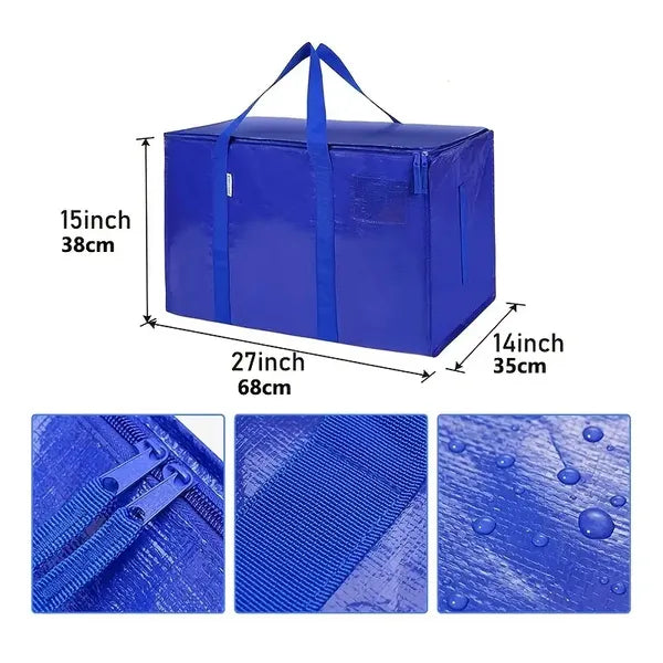 8-Piece Large Zippered Storage Tote Set with Handles | Space-Saving Shelf & Moving Bags