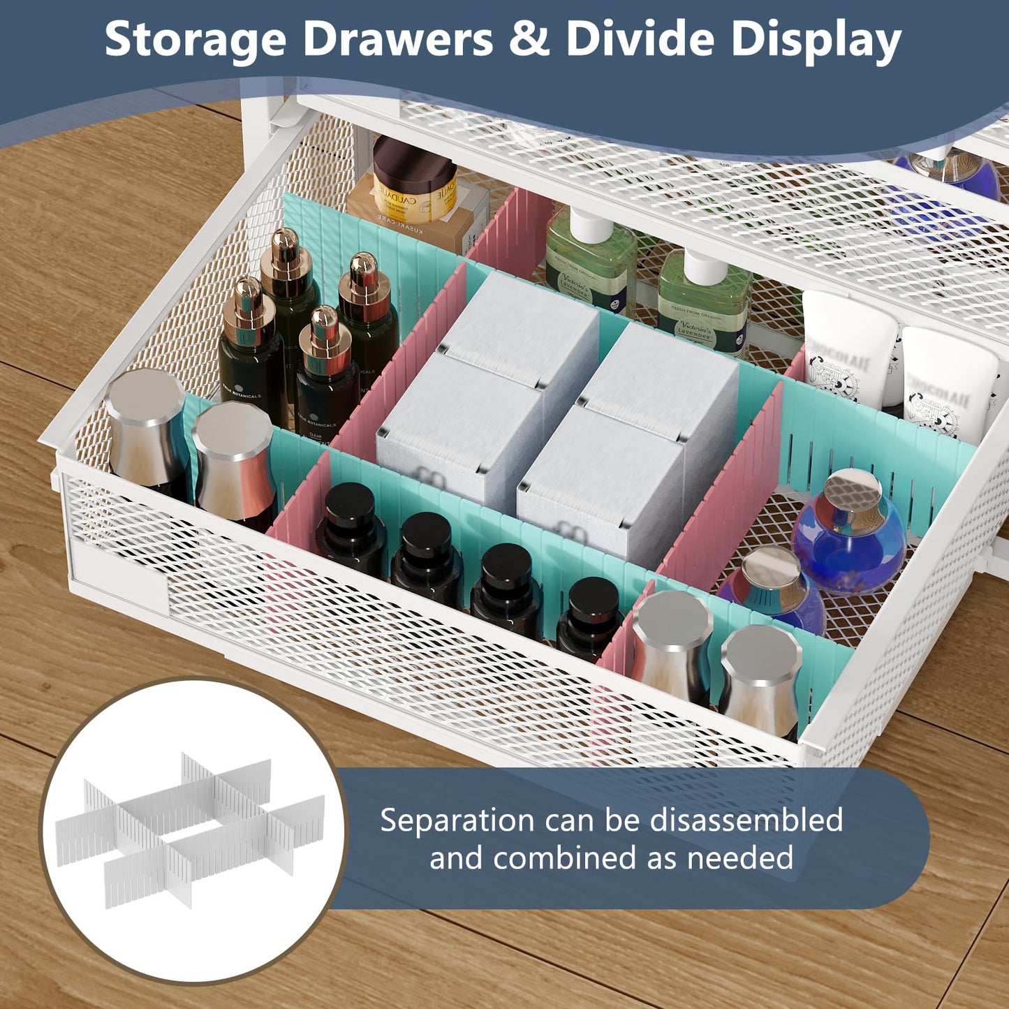 White 4-Drawer Makeup Organizer Cart with Wheels for Skincare, Perfume & Cosmetics