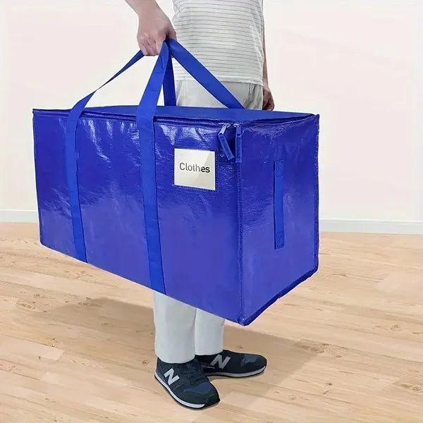 8-Piece Large Zippered Storage Tote Set with Handles | Space-Saving Shelf & Moving Bags