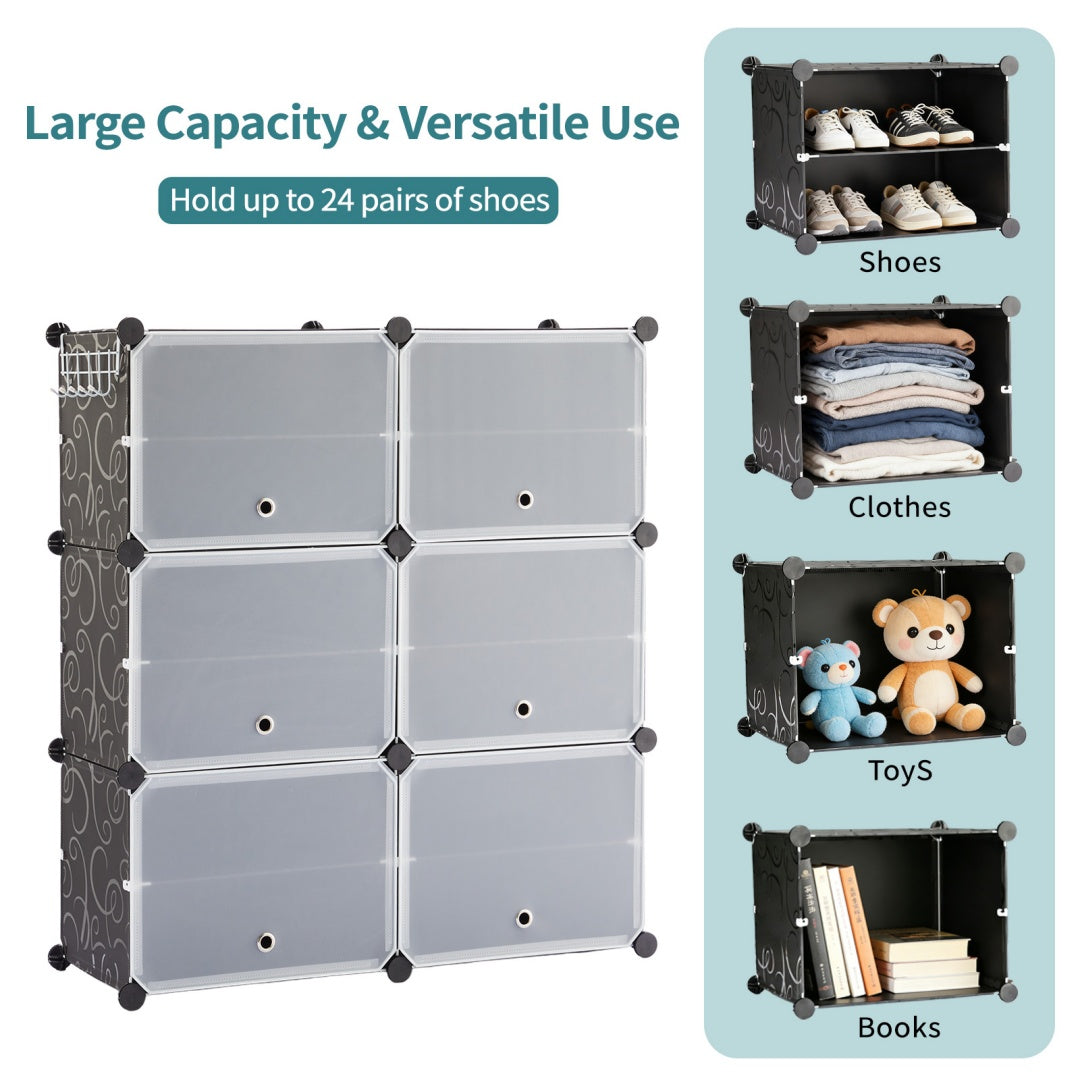 8-Tier Shoe Storage Cabinet with Doors – Stackable Organizer Rack
