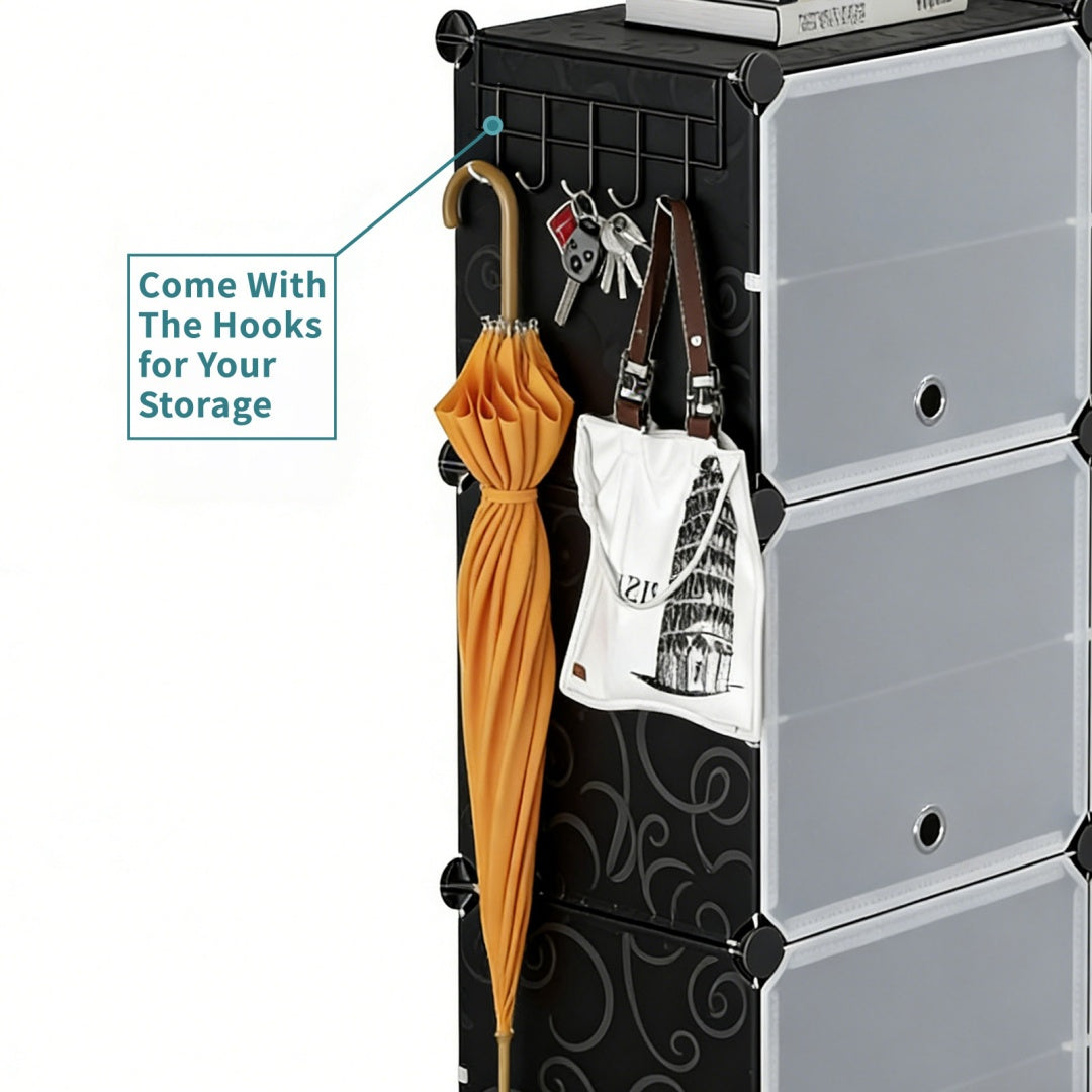8-Tier Shoe Storage Cabinet with Doors – Stackable Organizer Rack