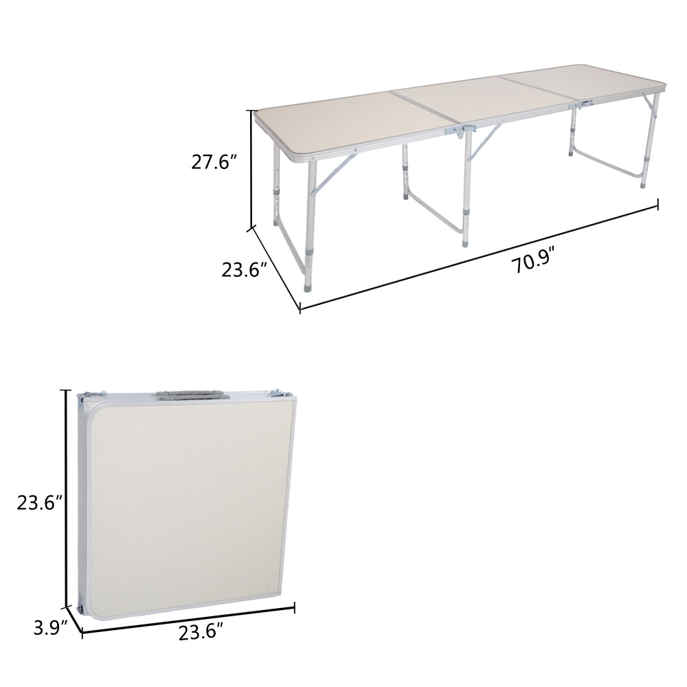 6ft Folding Table – Portable Outdoor Table with Aluminum Frame (Heavy-Duty, Silver)