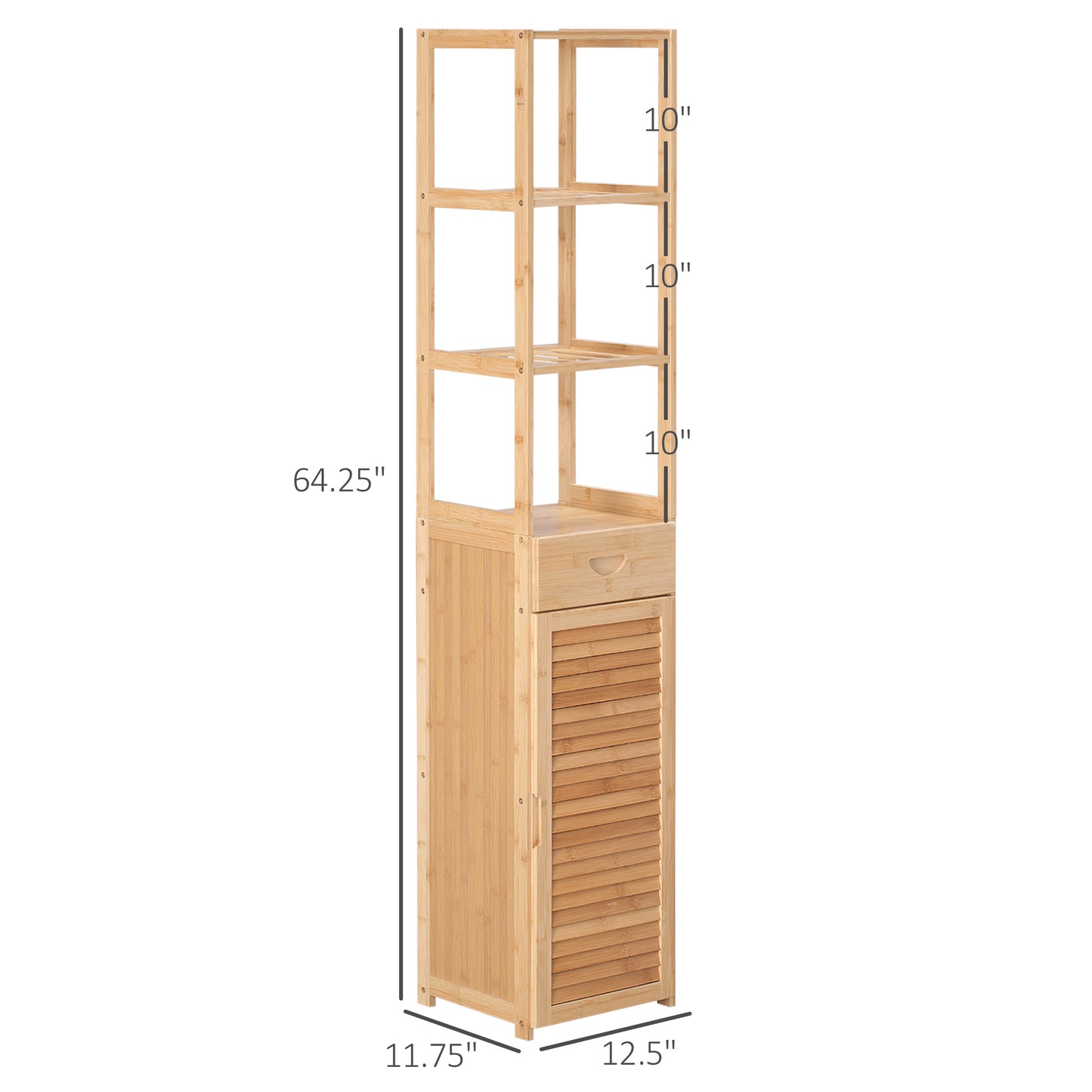 Bamboo Dorm Storage Cabinet with Drawer & Slatted Shelves | Tall Narrow Organizer for Small Spaces