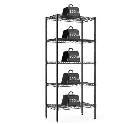 Adjustable Metal Wire Storage Rack for Dorm Rooms & Small Spaces | Heavy-Duty Steel Shelving Unit, Black