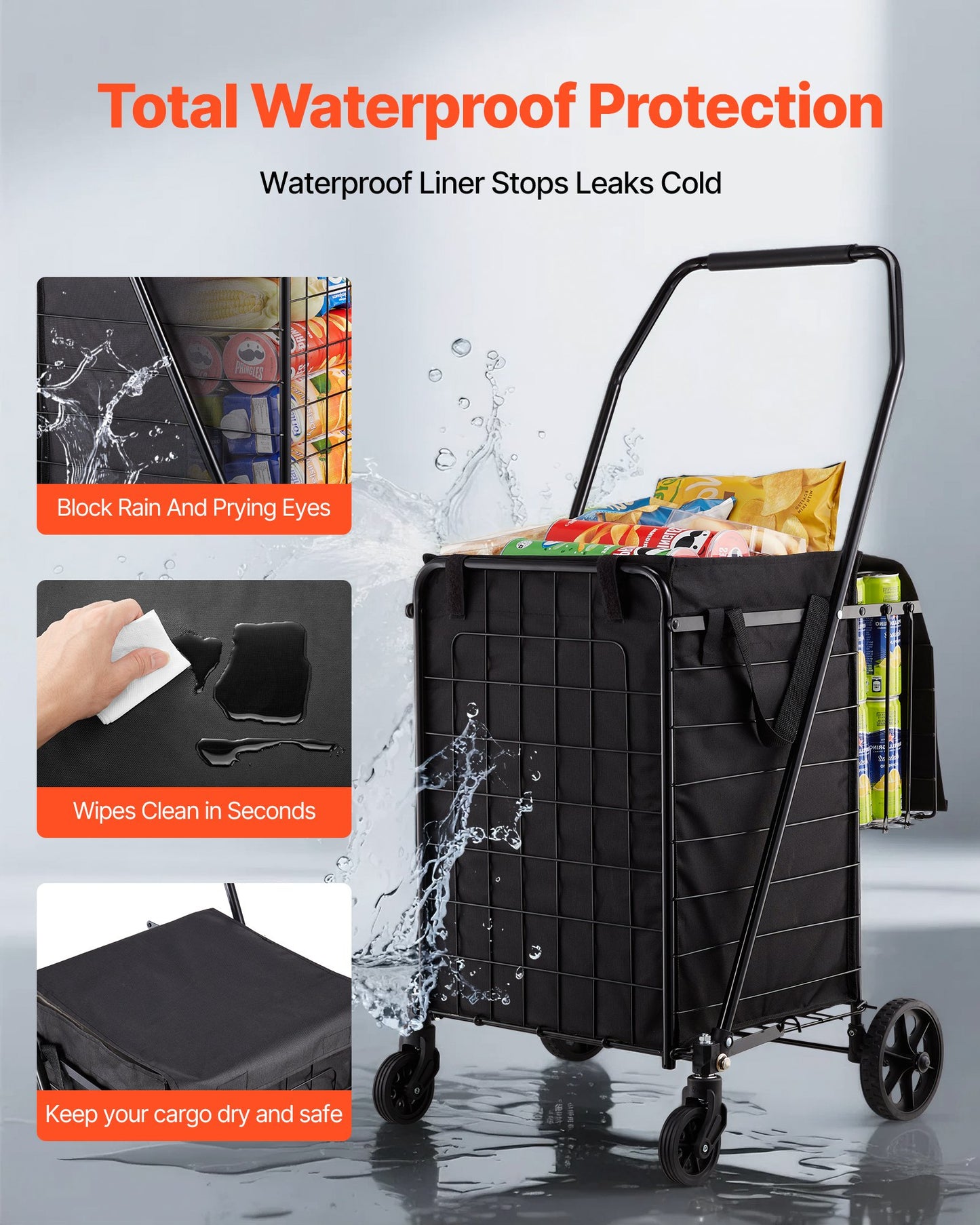 Rolling Folding Shopping Cart – Heavy Duty Grocery & Clothing Utility Cart