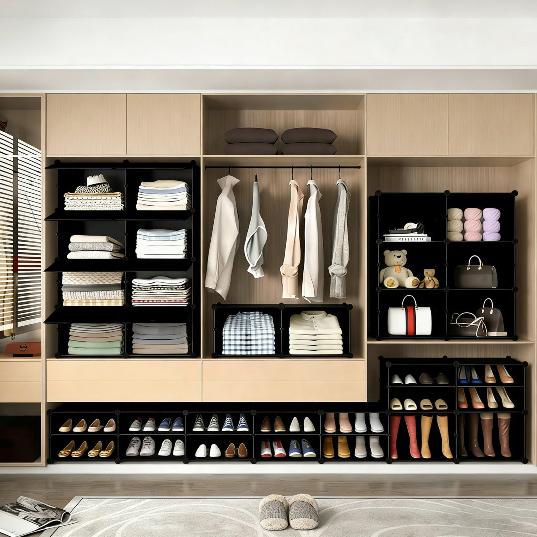 8-Tier Shoe Storage Cabinet with Doors – Stackable Organizer Rack