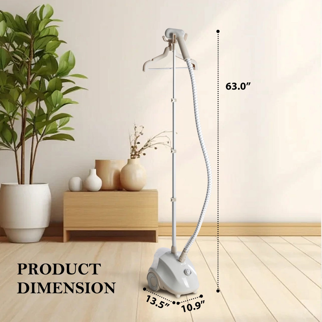 1500W Standing Garment Steamer with Wheels | 1.7L Tank & 55-Min Continuous Steam