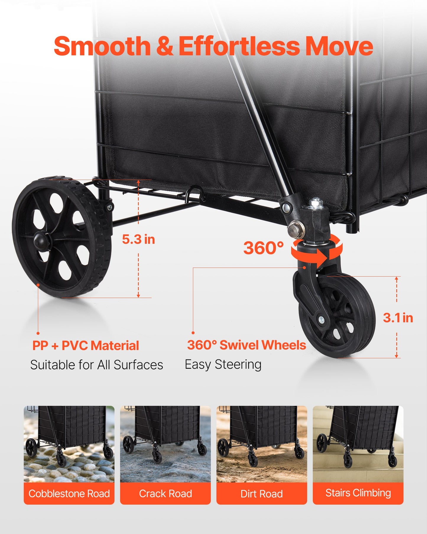 Rolling Folding Shopping Cart – Heavy Duty Grocery & Clothing Utility Cart